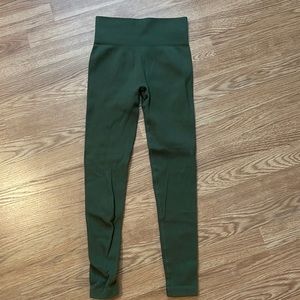 Green ribbed seamless high waisted leggings